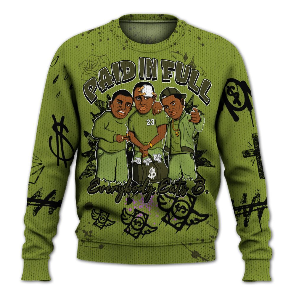 Sweater To Match SB Dunk Low Asparagus - Everybody Paid In Full Crayon Graphic