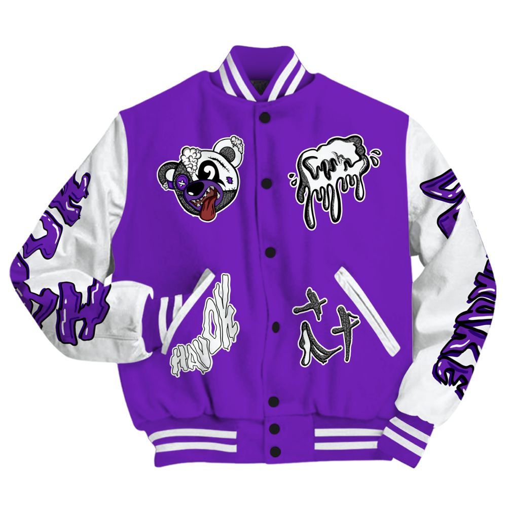 Varsity Jacket To Match Retro Dark Iris 3s - Havok Bear All Over Print