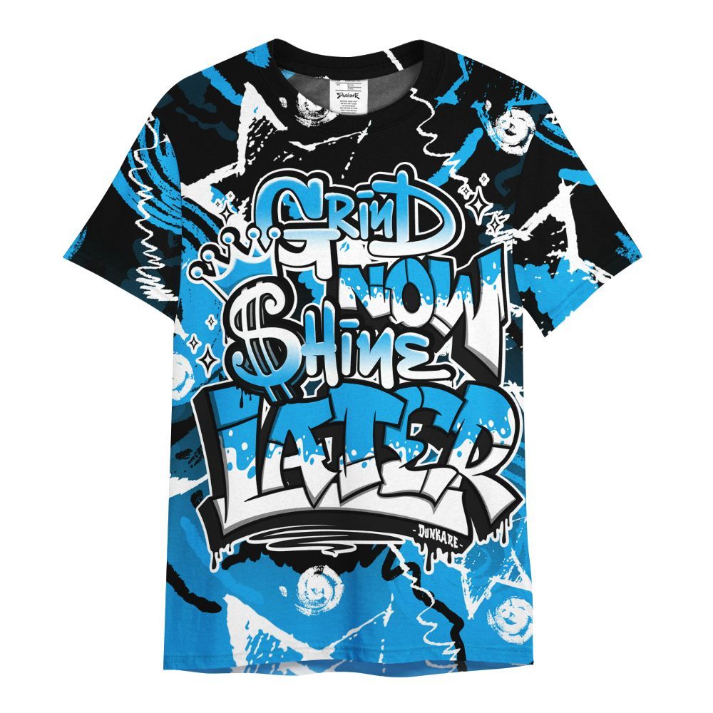 Shirt To Match Black University Blue 2022 13s - Grind Shine Later Drip All Over Print