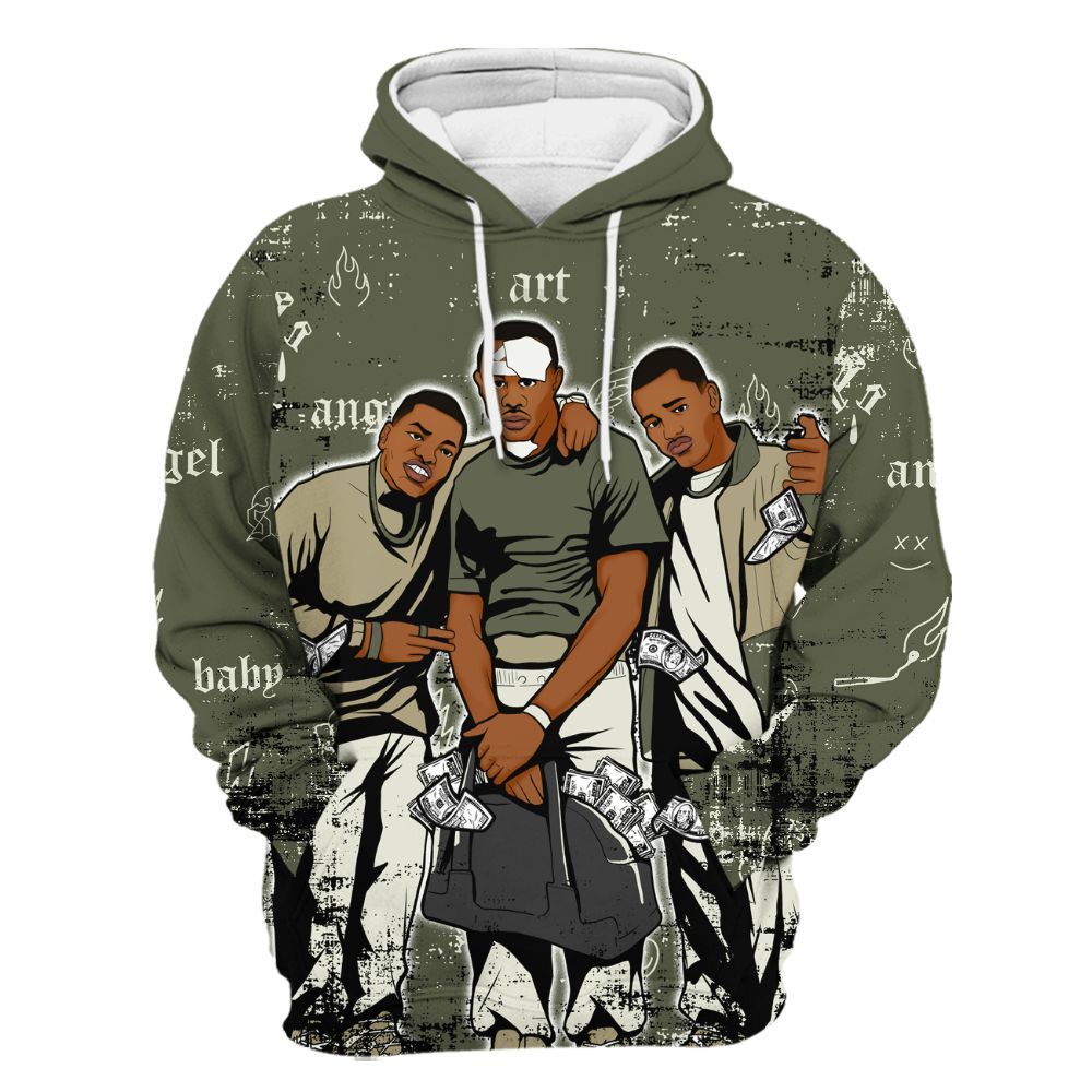 Hoodie To Match Low OG Medium Olive 1s - Paid In Full Money All Over Print