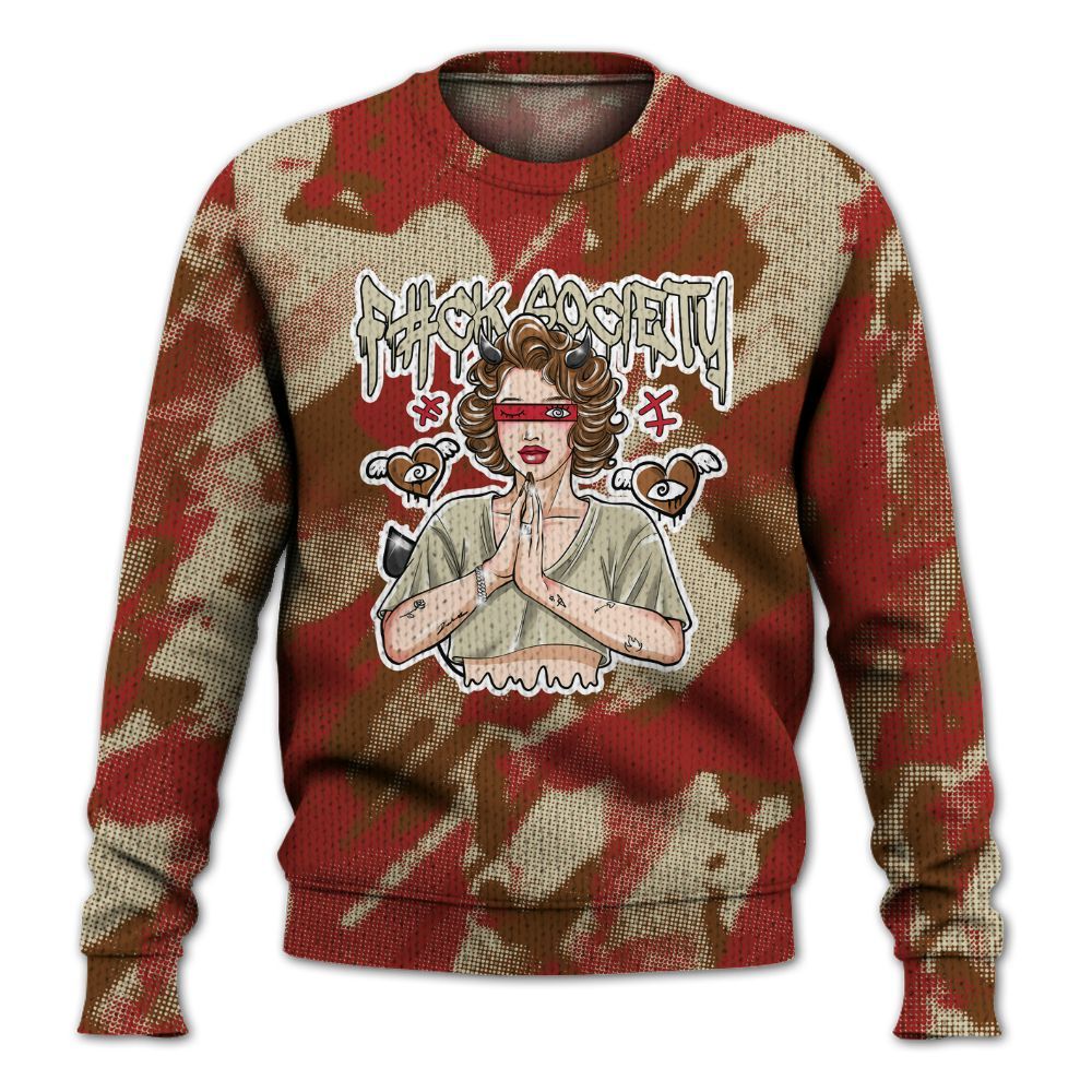 Knitted Sweater To Match Archaeo Brown 5s - F#ck Xociety Halftone