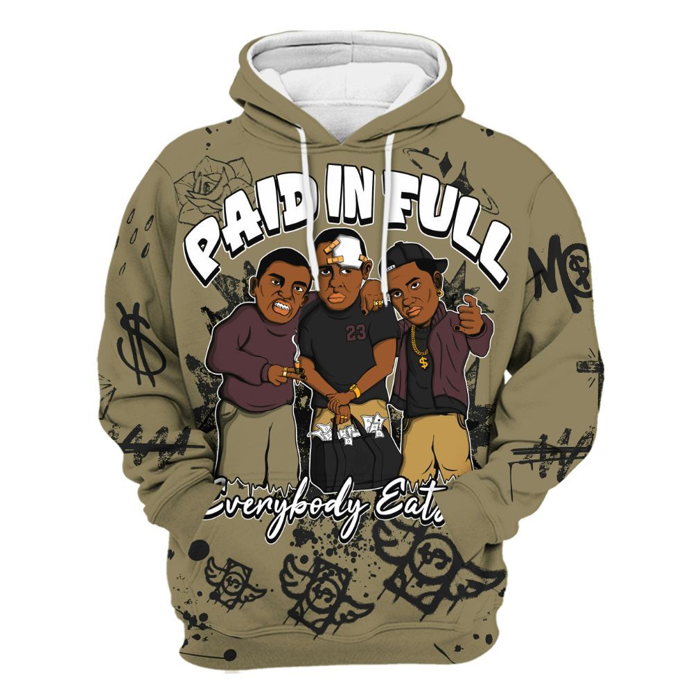 Hoodie To Match Black Olive 7s - Everybody Paid In Full Crayon All Over Print