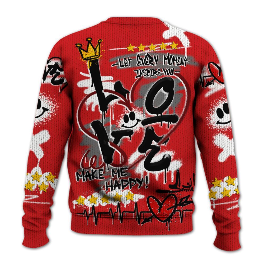 Knitted Sweater To Match Low Bred 11s - Happy Love Beats Graffiti Streetwear