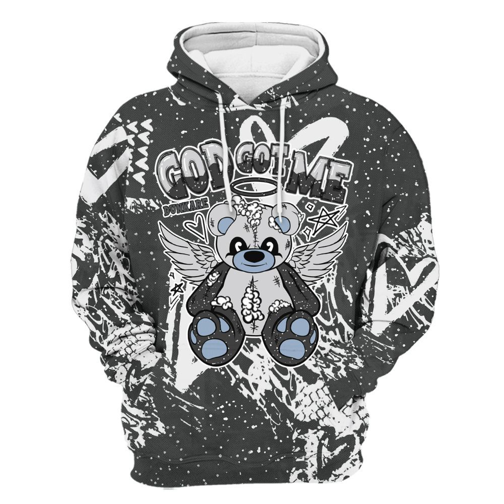 Hoodie To Match Reverse Black White 6s - Gods Guides Me Bear Heart Grunge All Over Print
