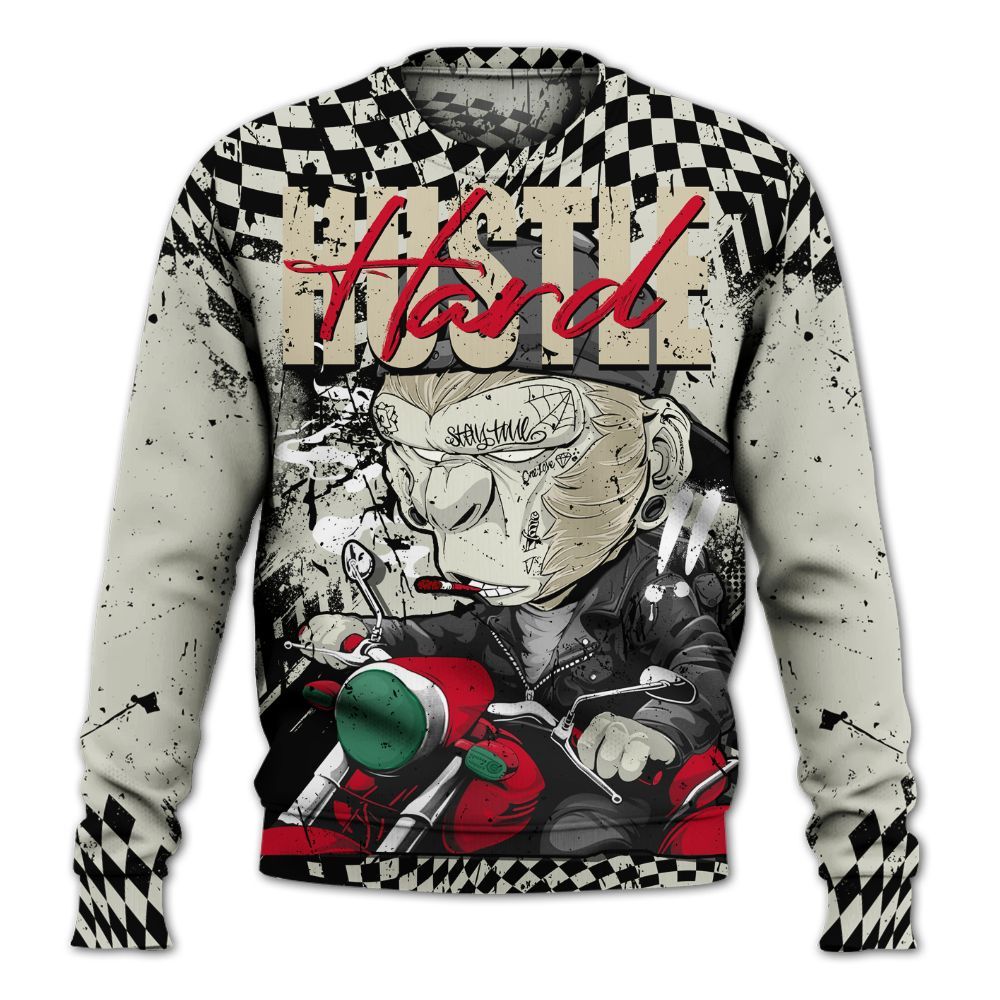 Sweatshirt To Match El Grito 5s - Hustle Hard Monkey All Over Print