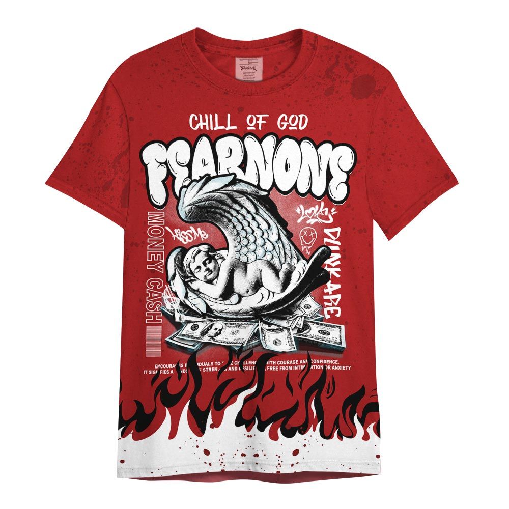 Shirt To Match Red Taxi 12s - Chill Of God Fear None Shirt Red Taxi 12s Outfit