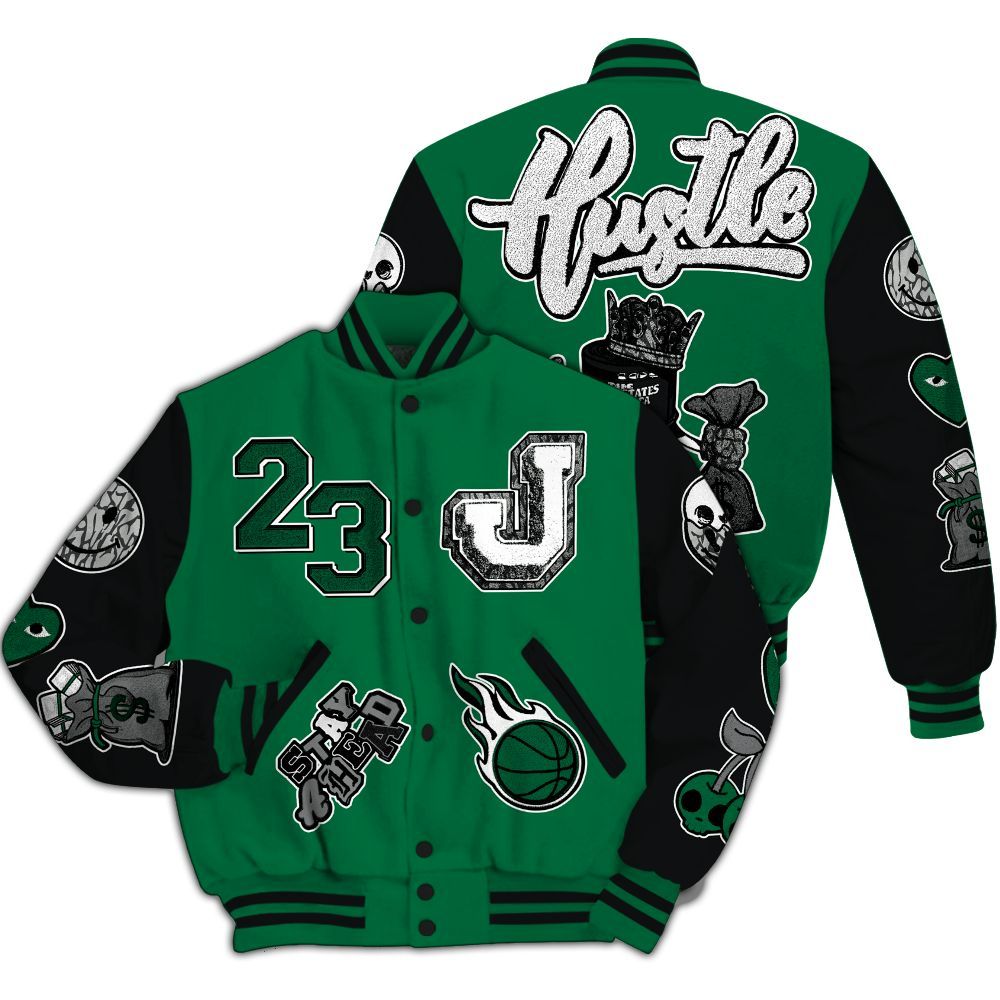 Varsity Jacket To Match Pine Green 3s - Hustles Money Number 23 All Over Print