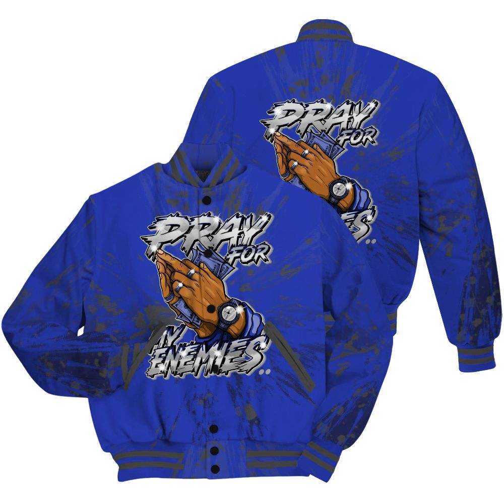 Varsity Jacket To Match Air Max Plus Black Racer Blue Shirt - Prayed For Enemies Graphic Luxury All Over Print