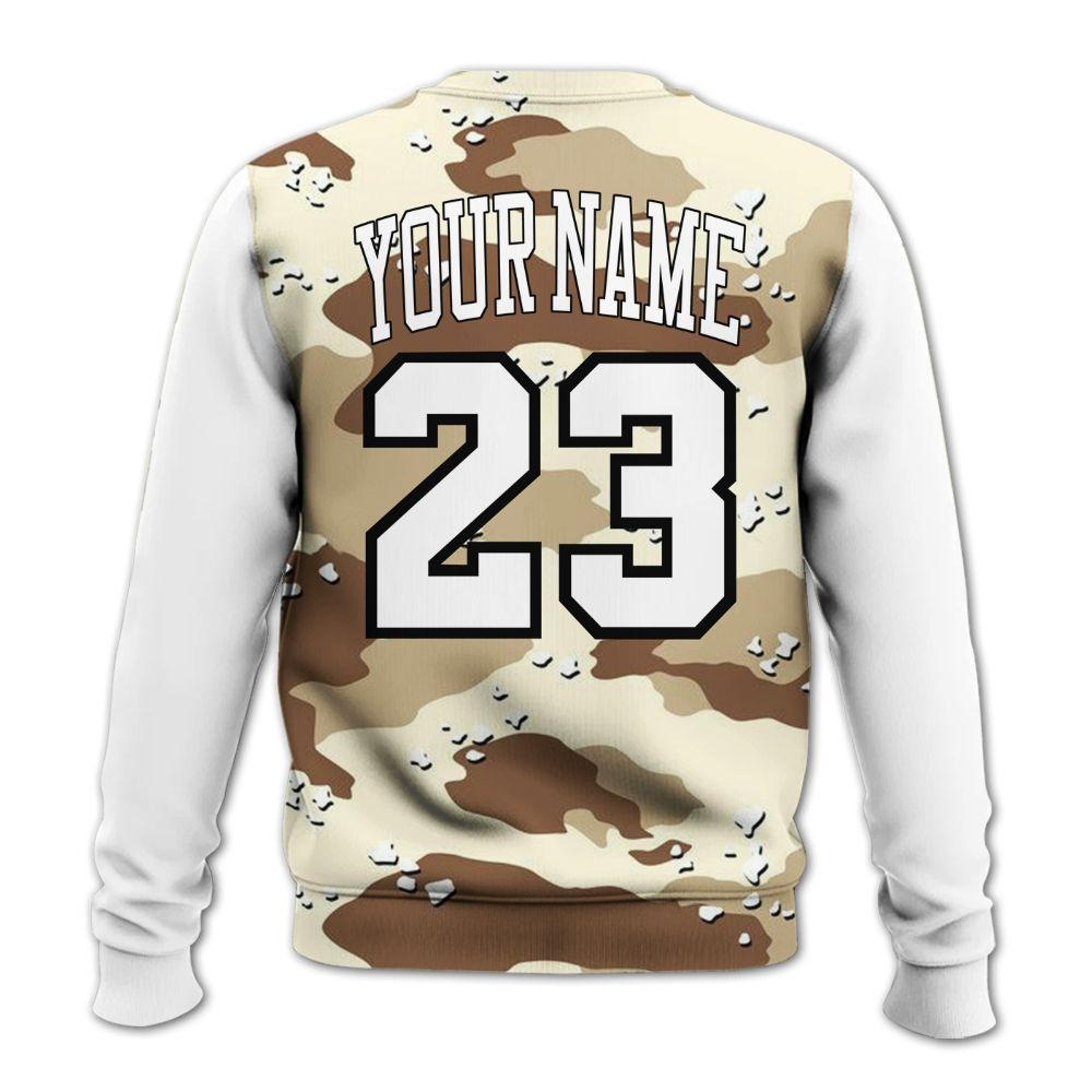 Sweatshirt To Match Desert Camo 3s - Custom Name Number 23 Drip All Over Print