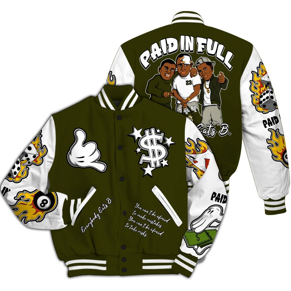Varsity Jacket To Match Dunk Low Pale Ivory Cargo Khaki - Funny Everybody Paid In Full Graphic All Over Print