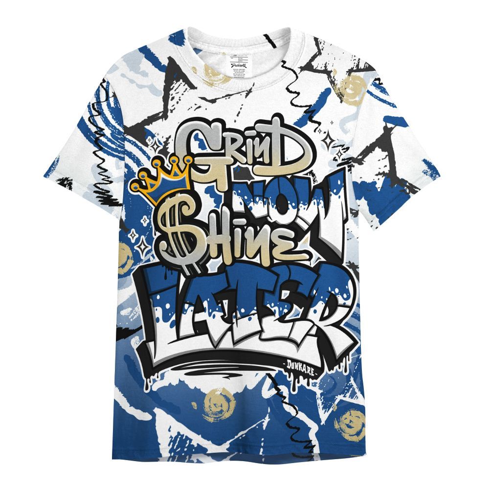 Shirt To Match Air Ship Royal Blue - Grind Shine Later Drip All Over Print