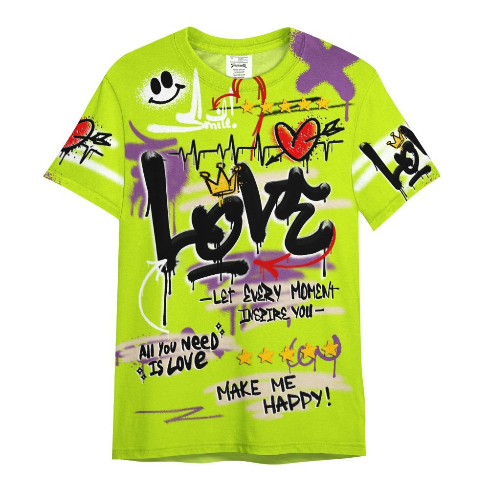 Shirt To Match GS Black Barely Volt 11s - Happy Love Beats Graffiti Streetwear All Over Print