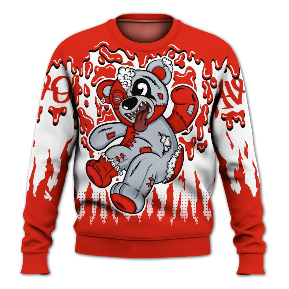 Sweatshirt To Match Retro Cherry 11s - Havok Bear Dripping All Over Print
