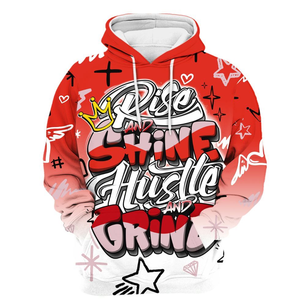 Hoodie To Match Air Force 1 Low GS Valentine's Day - Rise Shine Hustle Grind All Over Print