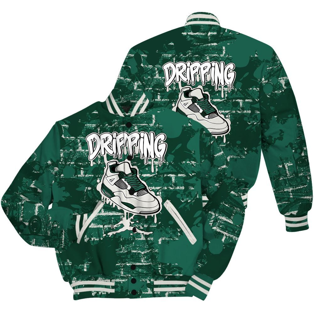 Varsity Jacket To Match Oxidized Green 4s Shirt - Dripping Shoe 4S Graphic Street Art All Over Print