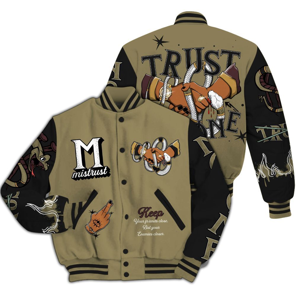 Varsity Jacket To Match Black Olive 7s - Trust No One Snake-Bite Street Style All Over Print