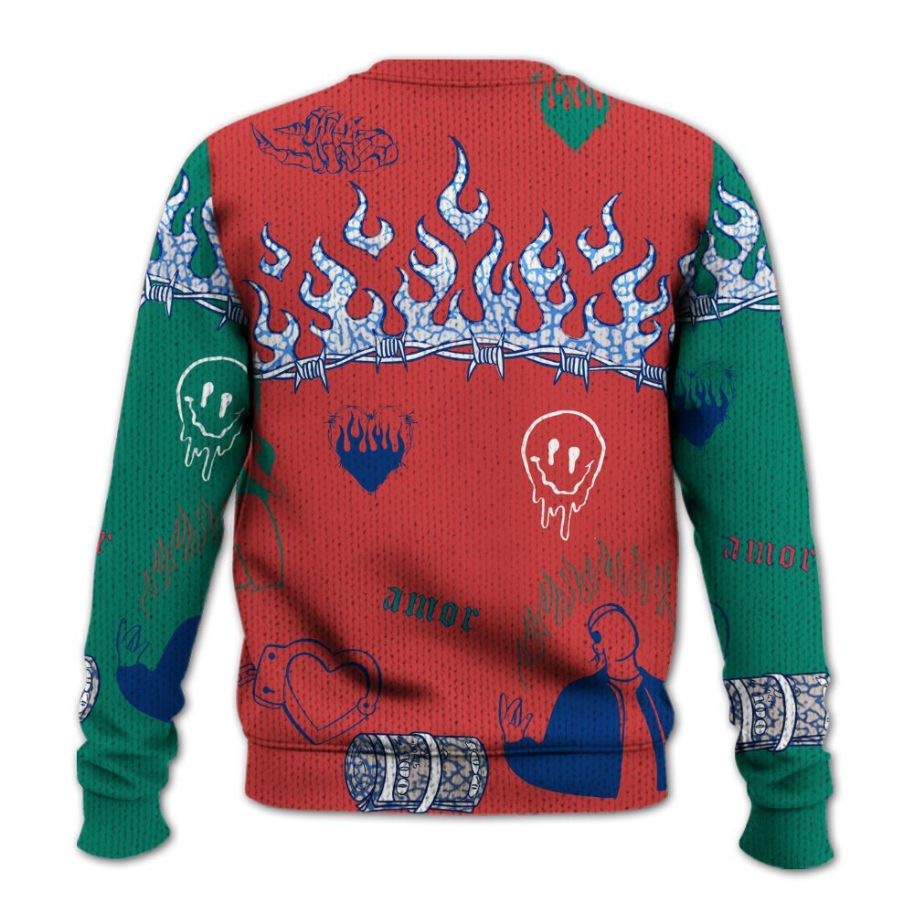 Sweater To Match Retro Chalk & Track Red 3s - Snake Trust No One Graphic