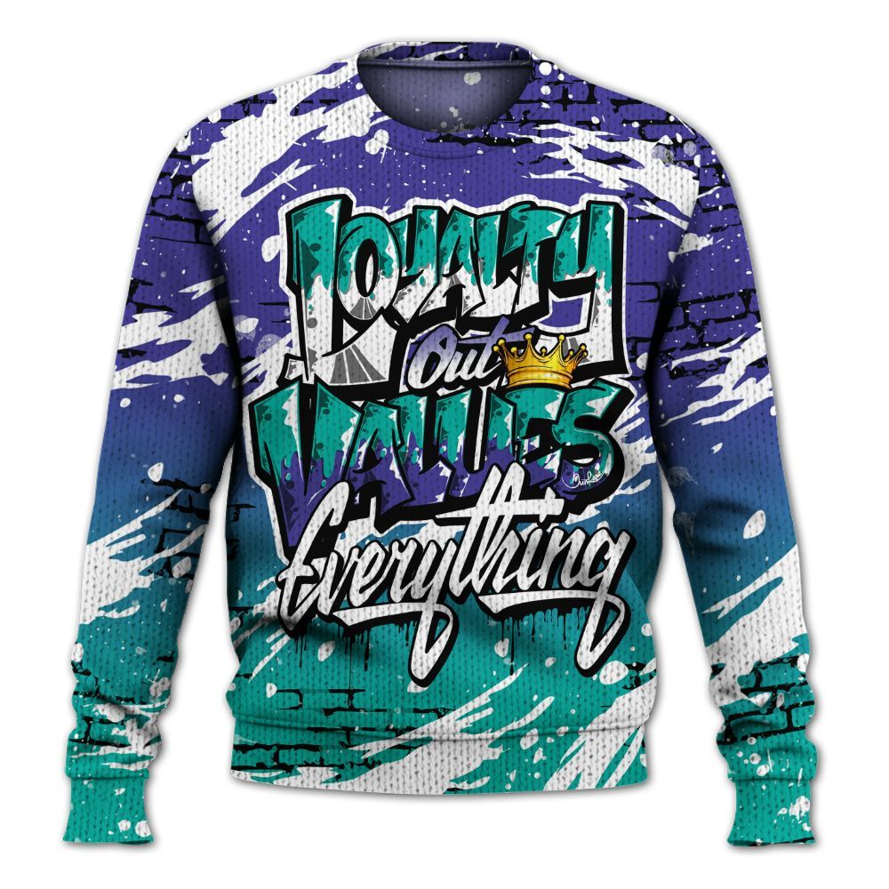 Sweater To Match Retro Grape 5s - Values Of Loyalty Graphic