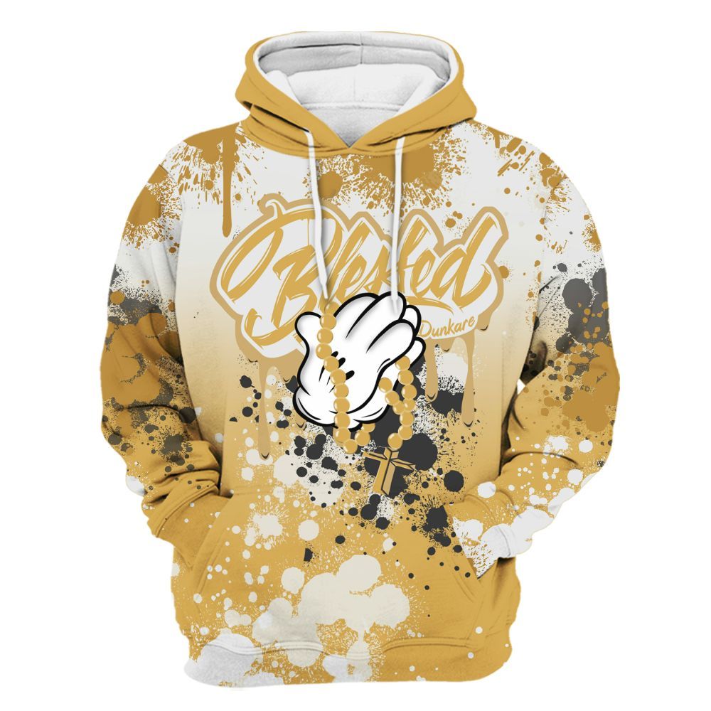 Hoodie To Match Retro Light Ginger 14s - God Blessed Ink Drip All Over Print