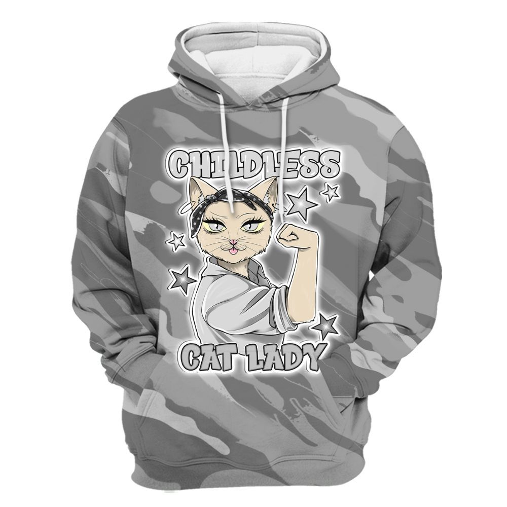 Hoodie To Match Black Wolf Grey 12s - Childless Kat Lady All Over Print