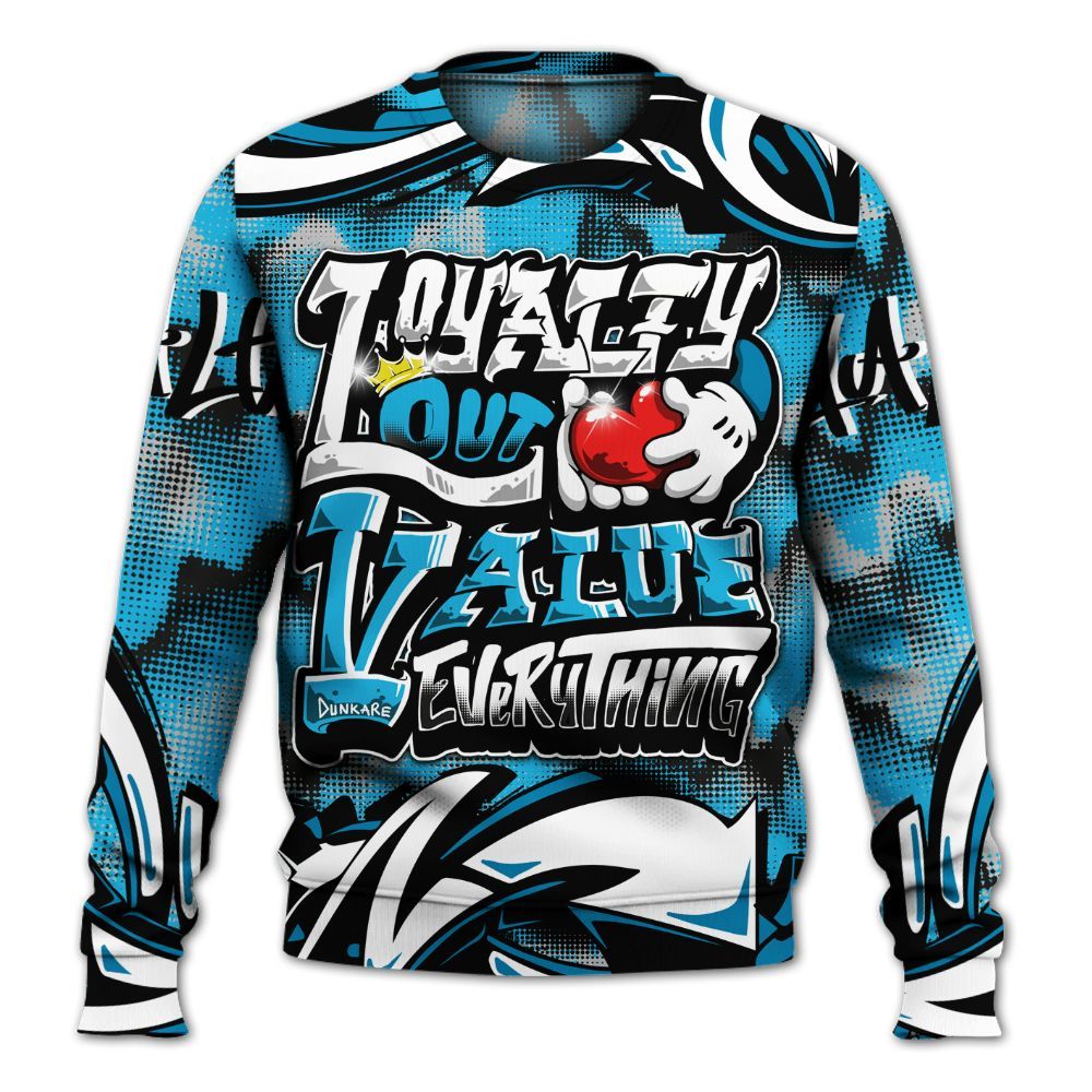 Sweatshirt To Match Black University Blue 2026 14s - Loyalty Out Value Graffiti All Over Print