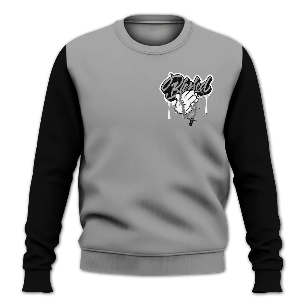 Sweatshirt To Match Black Wolf Grey 12s - Custom Name God Blessed Drip All Over Print