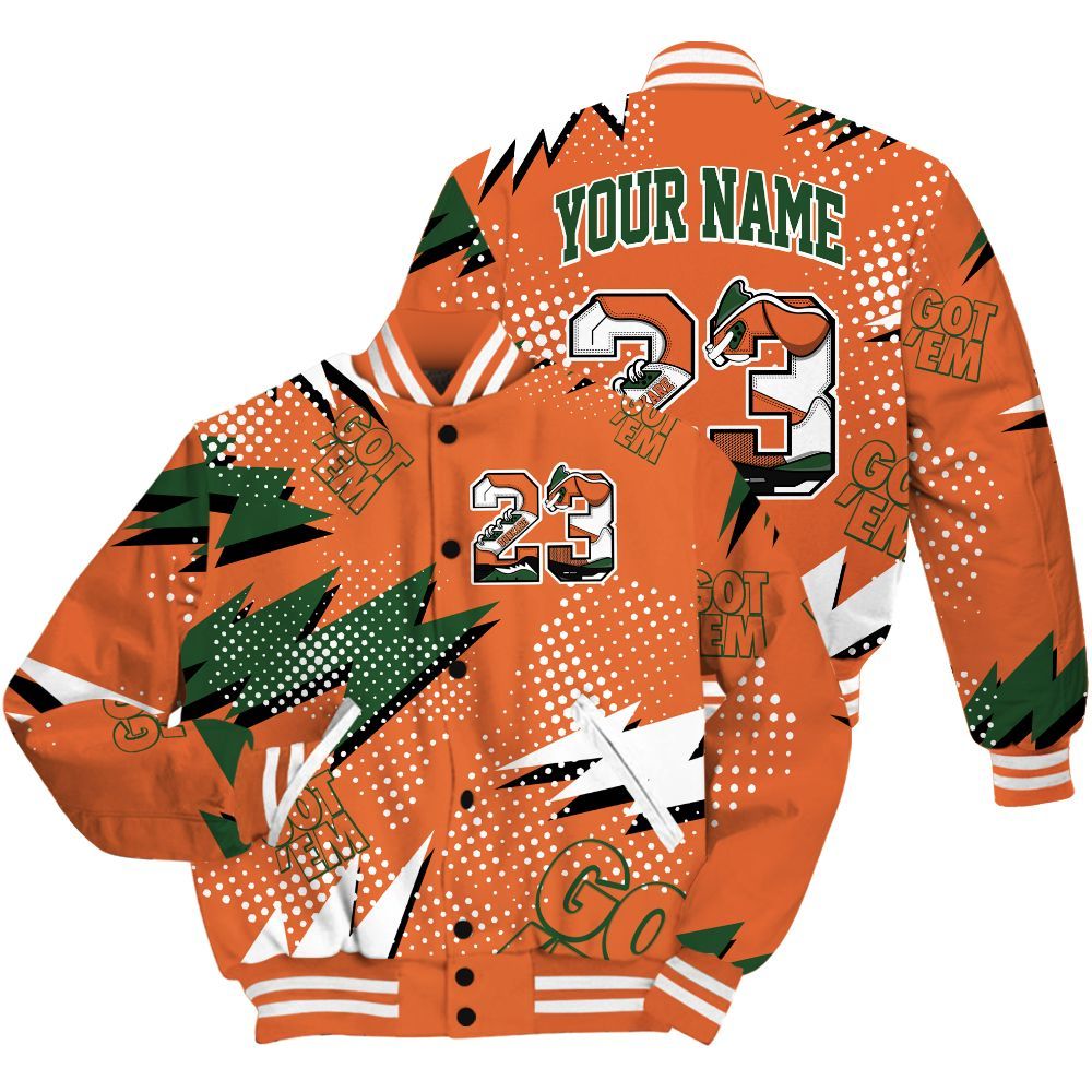 Varsity Jacket To Match Low Miami 5s Shirt, Custom Name Number 23 5s All Over Print