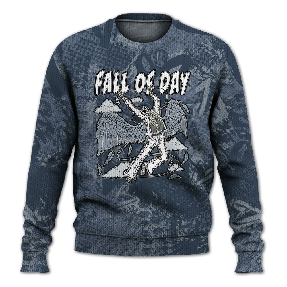 Knitted Sweater To Match Low Diffused Blue 11s - Fall Of Days Skeleton Heart