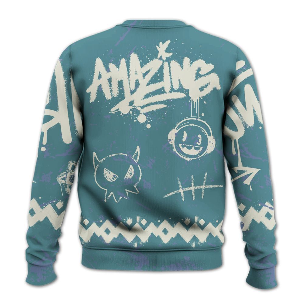 Sweatshirt To Match Dunk Low Denim Turquoise Royal - Friday Sneaker Crayon All Over Print