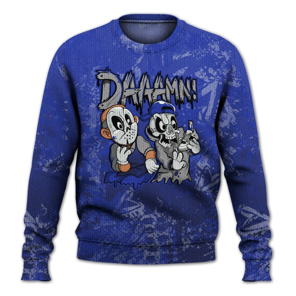 Knitted Sweater To Match Air Max Plus Black Racer Blue - Damn Shoe Graphic Heart Grunge