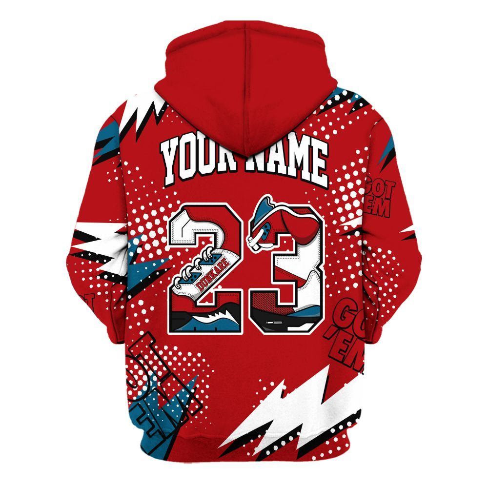 Hoodie To Match OG Varsity Red 17s - Custom Name Number 23 5s All Over Print