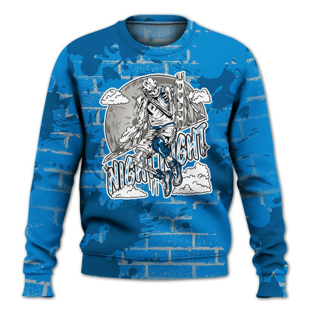 Sweatshirt To Match Military Blue 4s - Seeya Skeleton Brick All Over Print