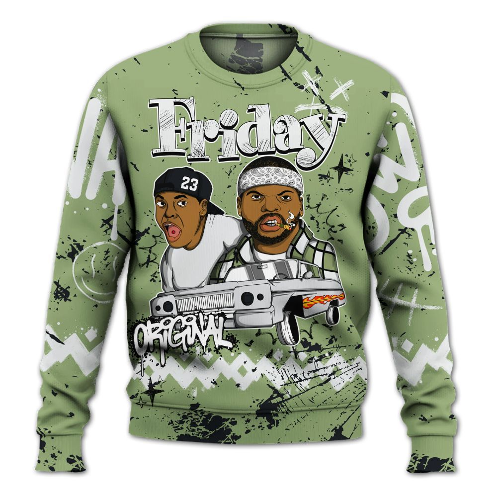 Sweatshirt To Match Oil Green 4s - Friday Sneaker Crayon All Over Print