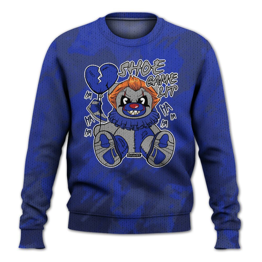 Knitted Sweater To Match Air Max Plus Black Racer Blue - Shoe Game Bear Abstract Halftone