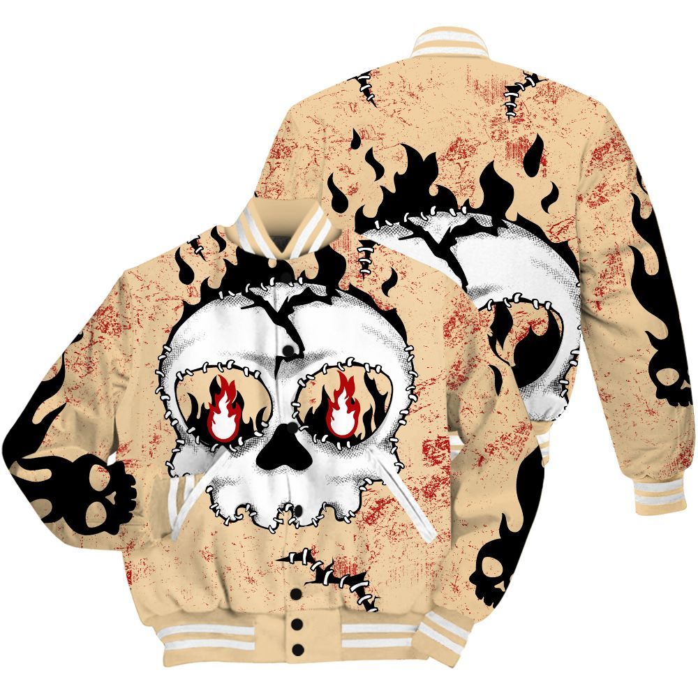 Varsity Jacket To Match Dunk Low Strawberry Waffle Shirt, Cracked Skull Stitches All Over Print
