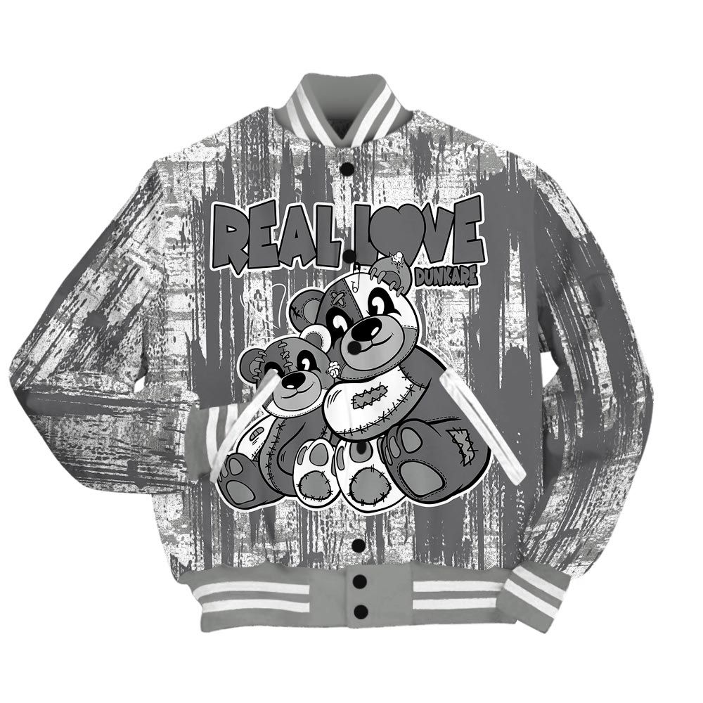 Varsity Jacket To Match Paris Cement Grey 4s - Sincere Fondness Bear Glitch Art Varsity Jacket Unisex