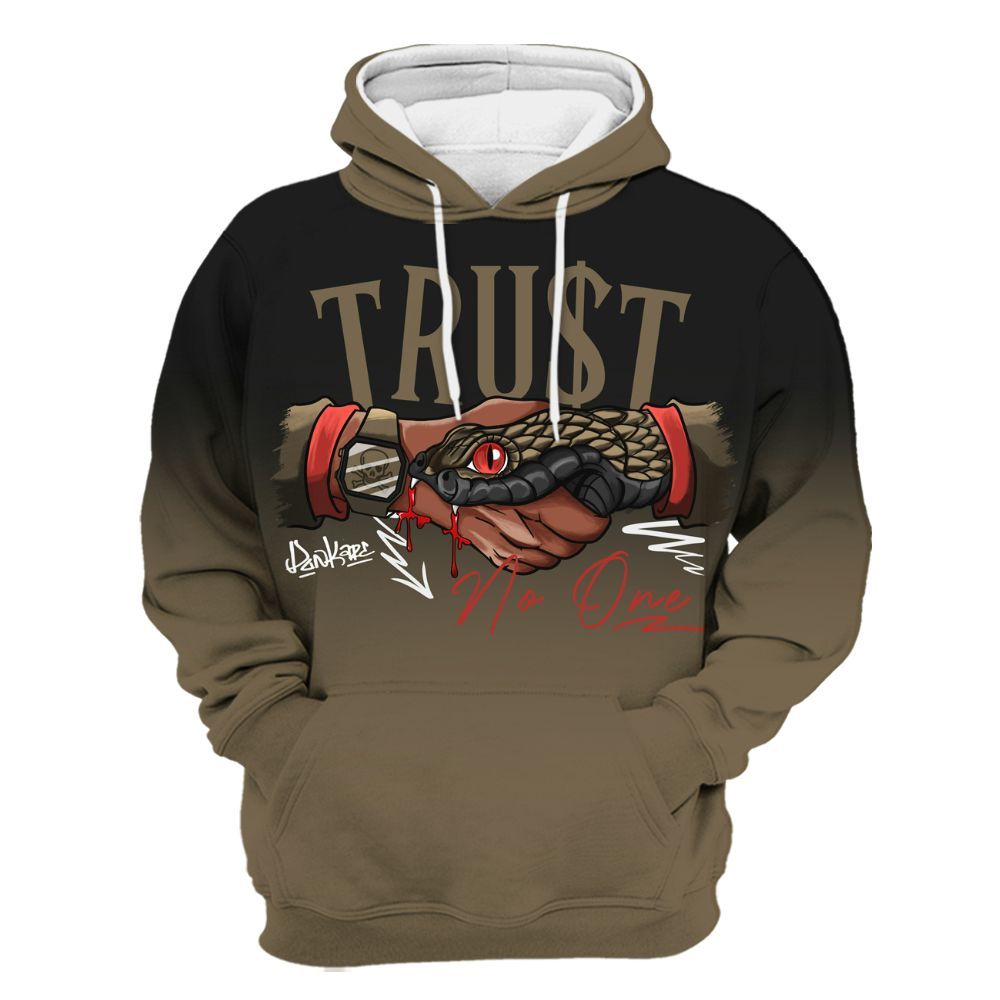 Hoodie To Match Olive 9s - Snake Trust No One Drip All Over Print