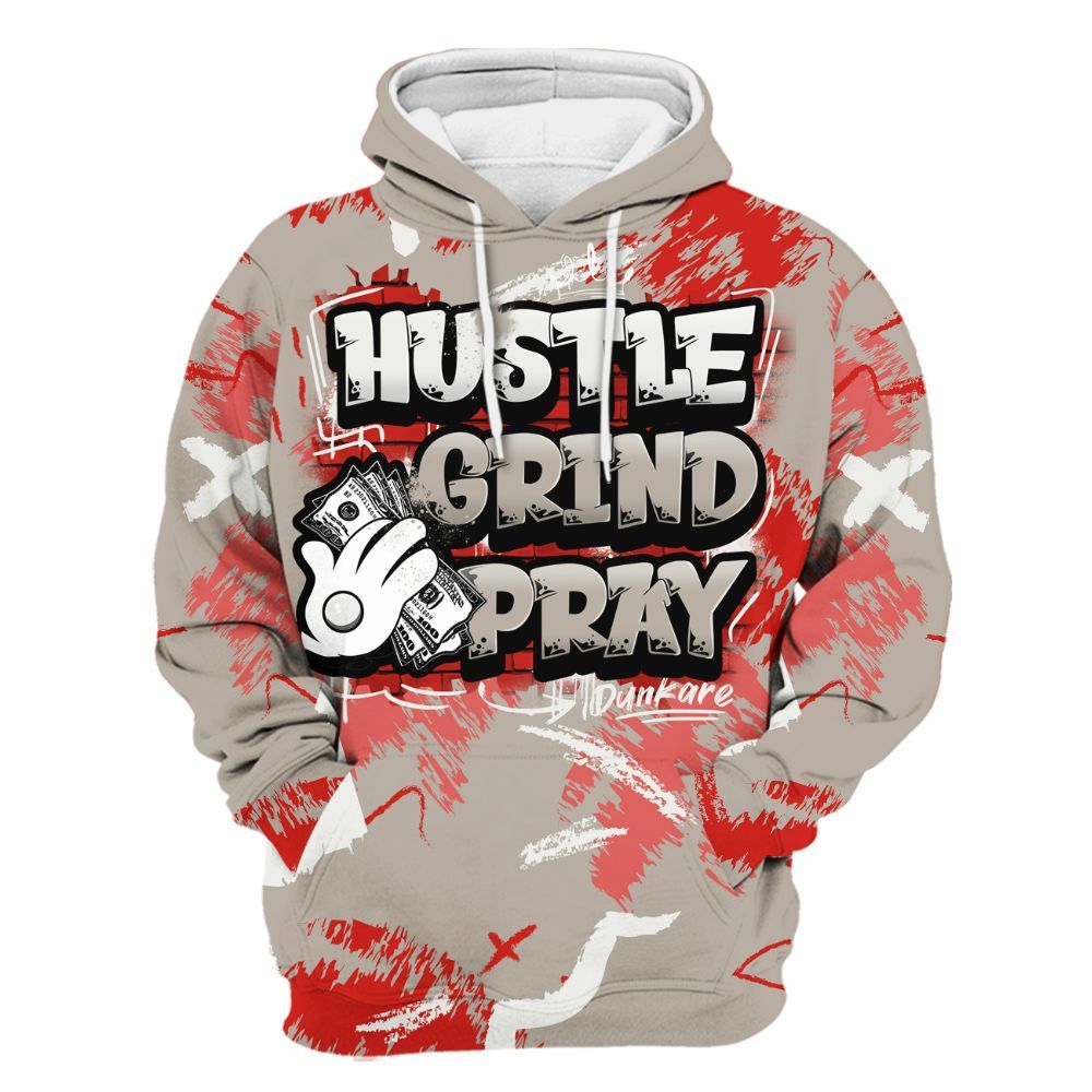 Hoodie To Match Low OG Phantom 1s - Hustle Grind Pray Retro All Over Print