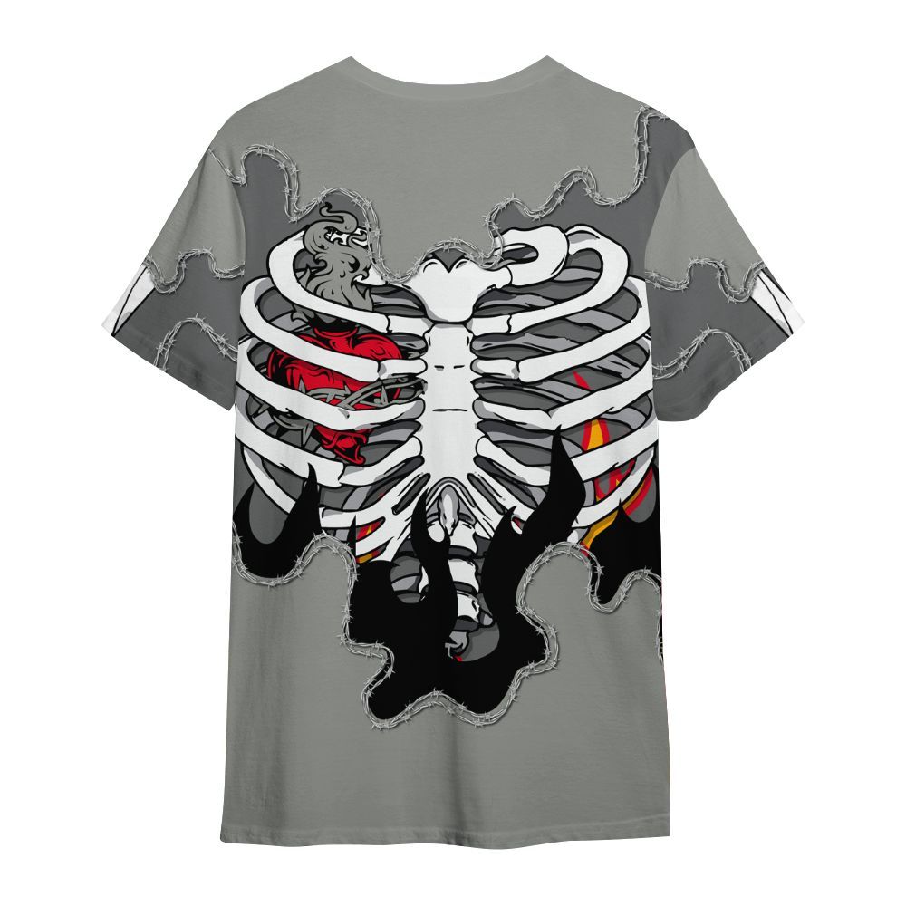 Shirt To Match Paris Olympics 4s - Skeleton Heart On Fire All Over Print