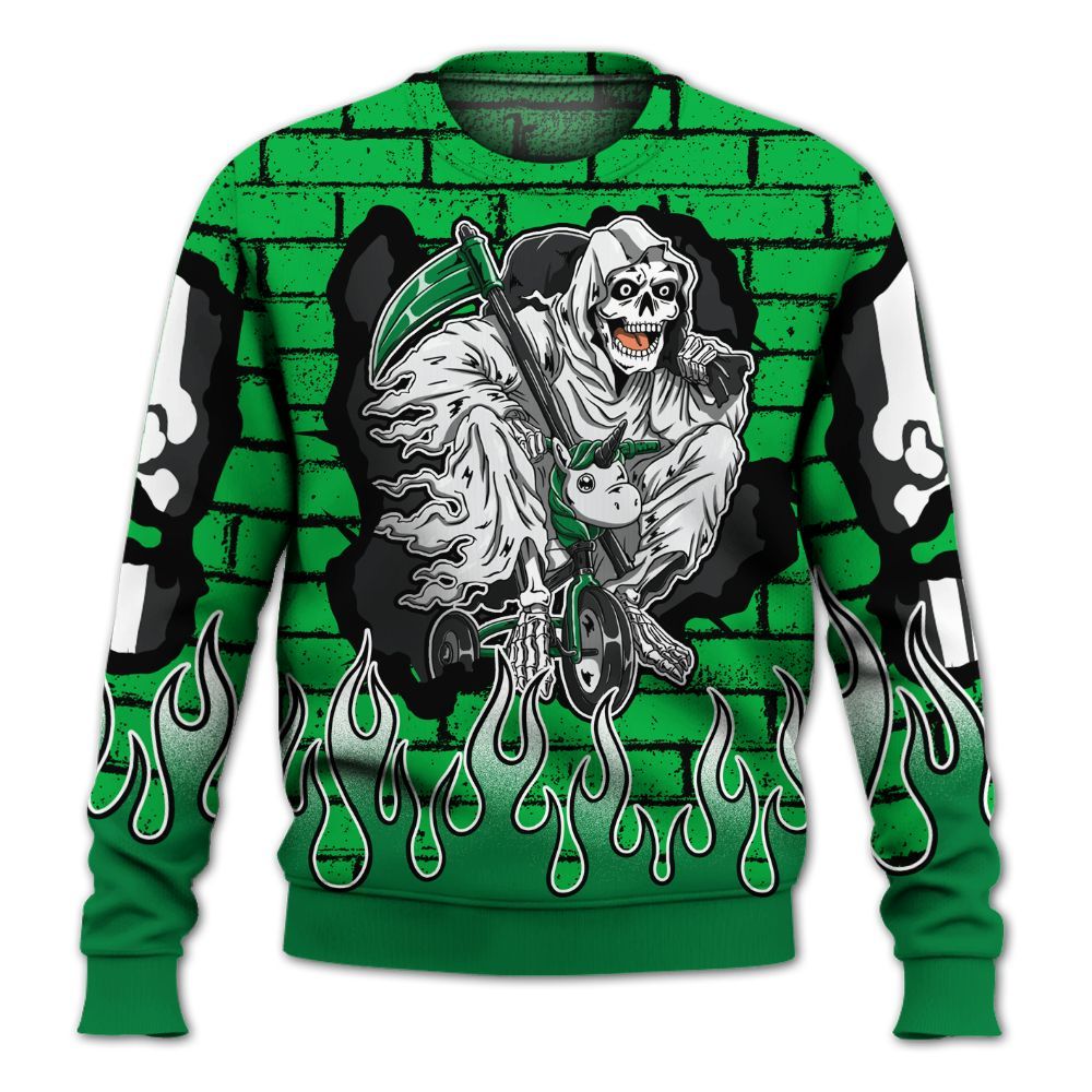 Sweatshirt To Match Lucky Green 5s - Self Make Skeleton Crashed All Over Print