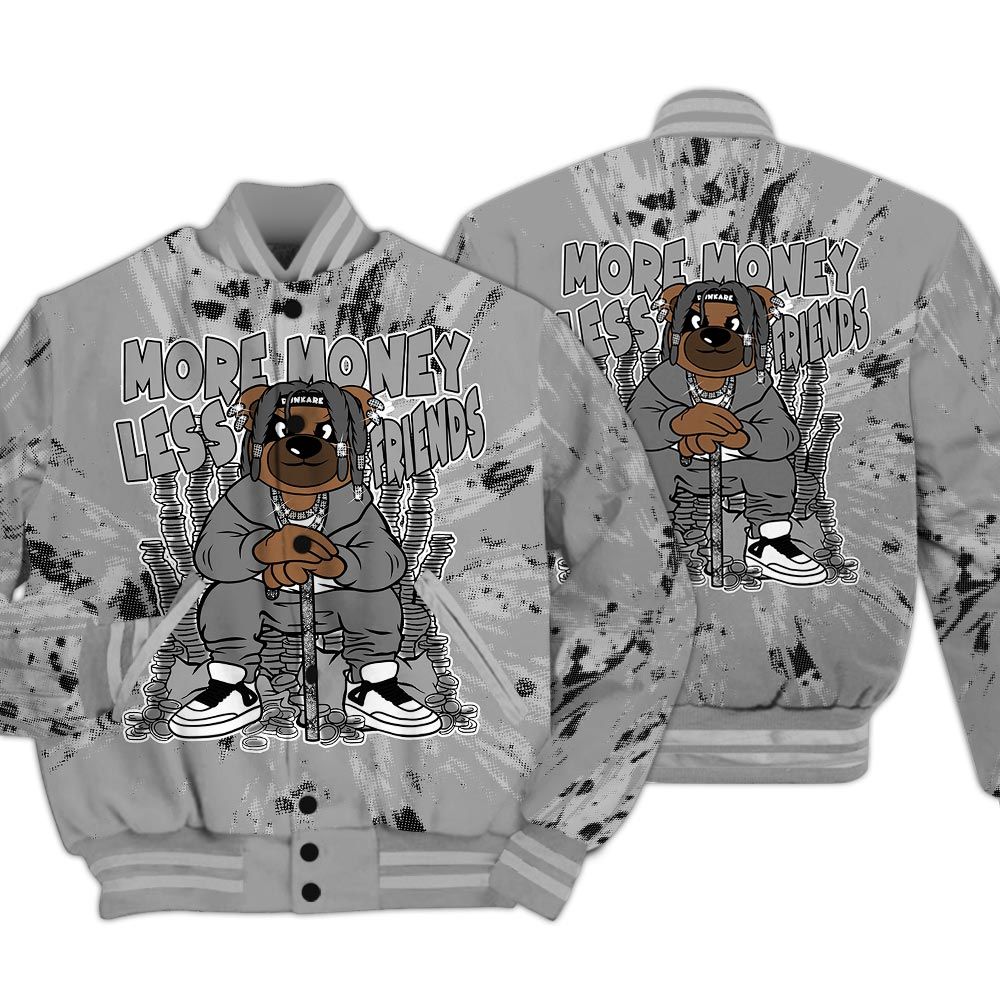 Varsity Jacket To Match Black Wolf Grey 12s - More Moneys Bear Luxury Varsity Jacket Unisex