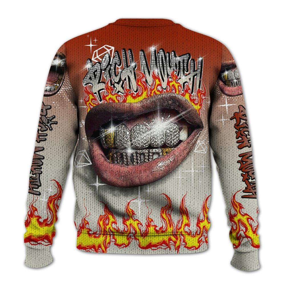 Knitted Sweater To Match El Grito 5s - Rich Mouth Fire Rap Retro 90s
