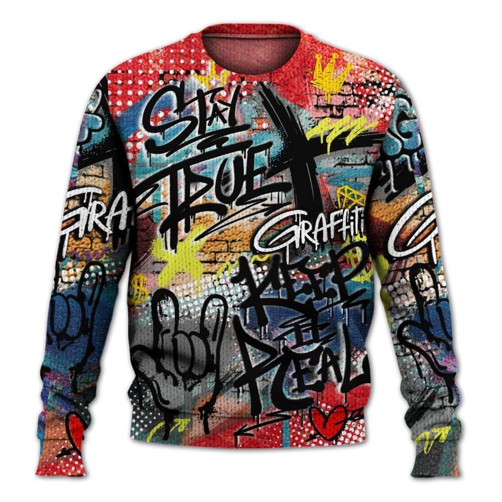 Knitted Sweater To Match Kobe 8 What The - True It Real Graffiti Streetwear