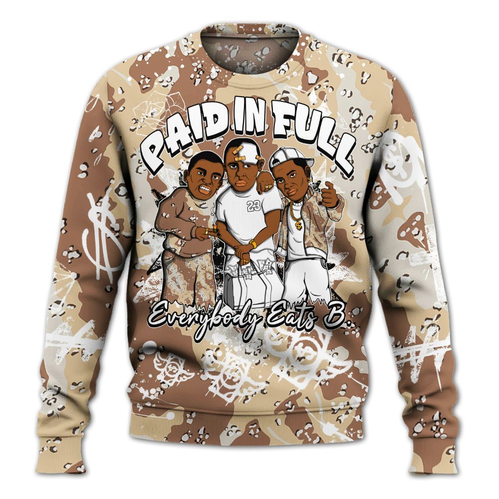 Sweatshirt To Match Desert Camo 3s - Everybody Paid In Full Crayon All Over Print