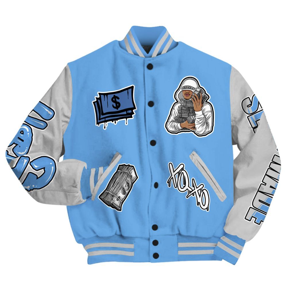 Varsity Jacket To Match University Blue 6s - Selfmade Unique All Over Print