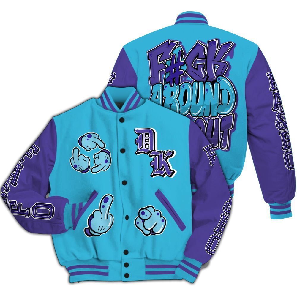 Varsity Jacket To Match Retro Aqua 6s - F Around Find Out Graphic All Over Print