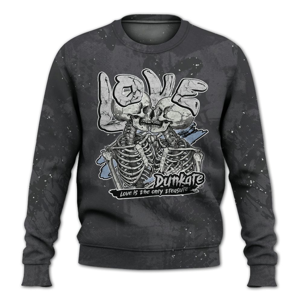 Sweatshirt To Match Reverse Black White 6s - Skull Love All Over Print