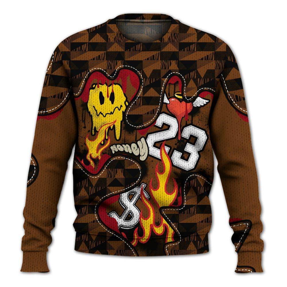 Knitted Sweater To Match Archaeo Brown 5s - 23 Smile Burning Heart