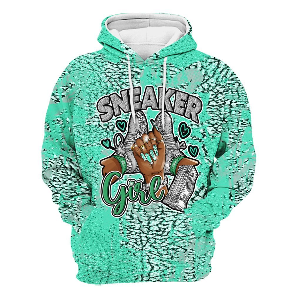 Hoodie To Match Black Green Glow 3s - Sneakerz Girlz Heart Grunge All Over Print