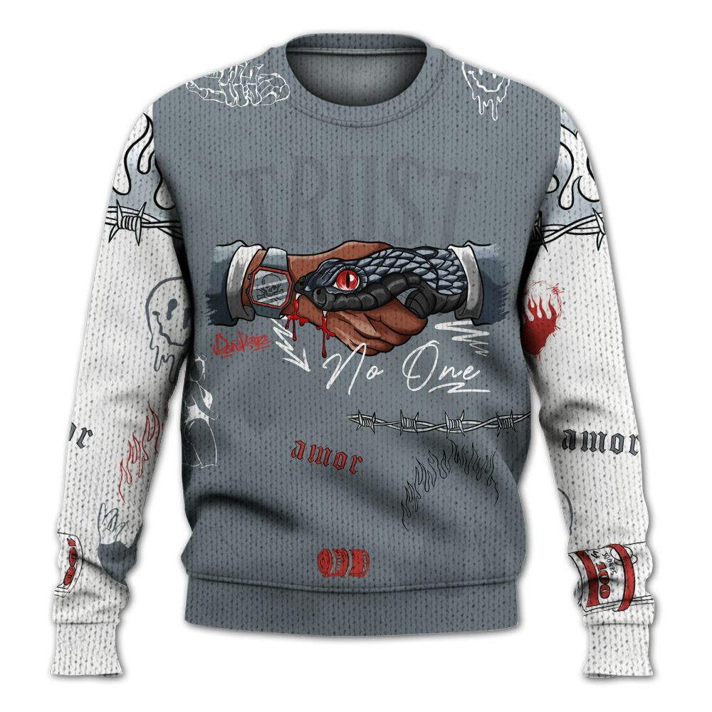 Knitted Sweater To Match Wolf Grey 13s - Snake Trust No One